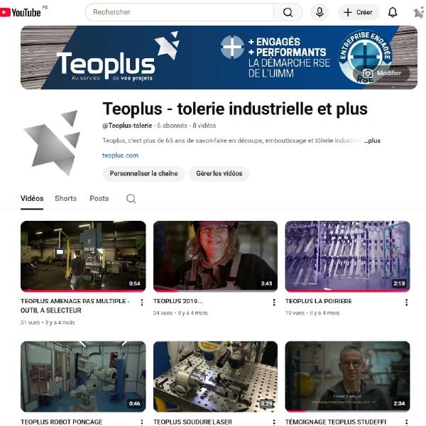 chaine youtube : Teoplus - tolerie industrielle et plus